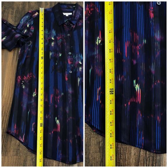 Equipment Silk Button Down Blouse Sheer Long Sleeve "Eleonore" Size Small Blue - Picture 13 of 15